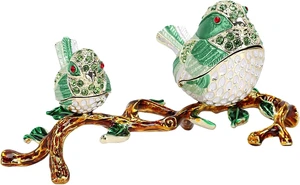 LICAEVEY Enamel Bird Trinket Box, Decorative Jewelry Box with Rhinestones for Home Decor, Bird Ornament for Rings and Earrings, Hinged Trinket Dish Storage for Bedside Desk LICAEVEY Enamel Bird Trinket Box, Decorative Jewelry Box with Rhinestones for Home Decor, Bird Ornament for Rings and Earrings, Hinged Trinket Dish Storage for Bedside Desk