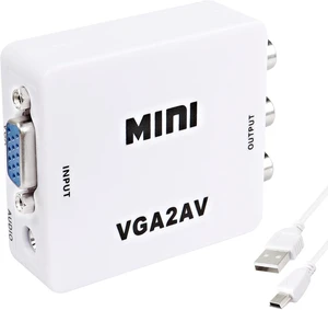 XMSJSIY VGA to AV RCA Composite Converter Adapter Box with USB Power Cable XMSJSIY VGA to AV RCA Composite Converter Adapter Box with USB Power Cable