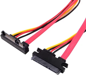 cablecc Down Angled SATA III 3.0 7+15 22 Pin SATA Male to Female Data Power Extension Cable 30cm cablecc Down Angled SATA III 3.0 7+15 22 Pin SATA Male to Female Data Power Extension Cable 30cm
