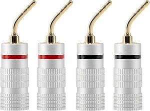 4 PCS Gold Plated Pin Banana Plugs, Screw Type Speaker Cable Connectors 4 PCS Gold Plated Pin Banana Plugs, Screw Type Speaker Cable Connectors