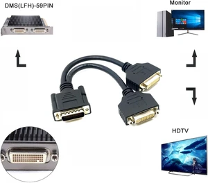 Cablecc DMS-59 Male to Dual DVI 24 + 5 Female Splitter Extension Cable for Graphics Cards and Monitors Cablecc DMS-59 Male to Dual DVI 24 + 5 Female Splitter Extension Cable for Graphics Cards and Monitors