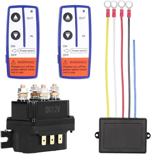 Winch Cordless Remote, 12V 500A Winch Solenoid Relay Contactor and 2pcs Cordless Winch Remote Control Kit with 6 Protecting Caps Universal for Garden Tractor, Snowmobile Winch Cordless Remote, 12V 500A Winch Solenoid Relay Contactor and 2pcs Cordless Winch Remote Control Kit with 6 Protecting Caps Universal for Garden Tractor, Snowmobile