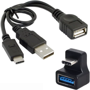cablecc 180 Degree Up & Down Angled Type-C USB-C OTG to USB 3.0 Female Extension Adapter for Cell Phone & Tablet cablecc 180 Degree Up & Down Angled Type-C USB-C OTG to USB 3.0 Female Extension Adapter for Cell Phone & Tablet