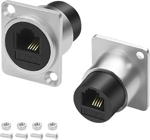 XMSJSIY D-Type RJ11 Panel Mount Phone Connector CAT3 Pass Through Adapter Female to Female Telephone Line Socket RJ11 CAT3 Module for Phone and Modem - 2PCS XMSJSIY D-Type RJ11 Panel Mount Phone Connector CAT3 Pass Through Adapter Female to Female Telephone Line Socket RJ11 CAT3 Module for Phone and Modem - 2PCS