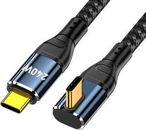 cablecc USB-C 240W 480Mbps 48V 5A Type-C Cable Compatible with USB2.0 100W Charging Low Profile Angled 90 Degree for Laptop Tablet 100cm cablecc USB-C 240W 480Mbps 48V 5A Type-C Cable Compatible with USB2.0 100W Charging Low Profile Angled 90 Degree for Laptop Tablet 100cm