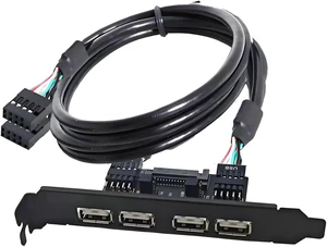 ChenYang 4 Port USB 2.0 Front Panel Header 9Pin 2 Male to 4 USB 2.0 Female Chassis Back Panel Port Extension Cable 30cm with 120mm PCI-E Slot Bracket ChenYang 4 Port USB 2.0 Front Panel Header 9Pin 2 Male to 4 USB 2.0 Female Chassis Back Panel Port Extension Cable 30cm with 120mm PCI-E Slot Bracket
