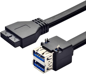 chenyang 1.64FT USB 3.0 Front Panel Header 19/20Pin 1 Male to 2 USB 3.0 Female Mainboard Header Port Extension Cable Adapter can be Fixed chenyang 1.64FT USB 3.0 Front Panel Header 19/20Pin 1 Male to 2 USB 3.0 Female Mainboard Header Port Extension Cable Adapter can be Fixed