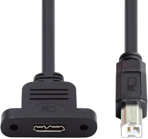 cablecc 480Mbps USB2.0 Type-B Male to Micro USB 3.0 Type-B Female Screw Mount Type Extension Cable 50cm cablecc 480Mbps USB2.0 Type-B Male to Micro USB 3.0 Type-B Female Screw Mount Type Extension Cable 50cm