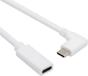cablecc 65W Fast Charge USB-C Extension Power Male to Female USB2.0 Data Cable 90 Degree Left Right Angled for Laptop Tablet Phone 17cm cablecc 65W Fast Charge USB-C Extension Power Male to Female USB2.0 Data Cable 90 Degree Left Right Angled for Laptop Tablet Phone 17cm