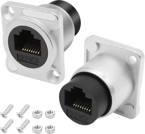 XMSJSIY D-Type RJ45 CAT6 Panel Mount Adapter Female to Female-2PCS (Silver) XMSJSIY D-Type RJ45 CAT6 Panel Mount Adapter Female to Female-2PCS (Silver)