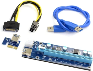 cablecc PCI-E 1x to 16x Mining Machine Enhanced Extender Riser Adapter with USB 3.0 & SATA Power Cable cablecc PCI-E 1x to 16x Mining Machine Enhanced Extender Riser Adapter with USB 3.0 & SATA Power Cable
