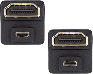 cablecc 2pcs/Set Micro HDMI 1.4 Type-D Male to HDMI Female Port Saver Opposite U Shape Back Angled Up & Down 360 Degree Extension Adapter cablecc 2pcs/Set Micro HDMI 1.4 Type-D Male to HDMI Female Port Saver Opposite U Shape Back Angled Up & Down 360 Degree Extension Adapter