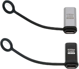 cablecc 2pcs/lot 20Gbps USB-C Reversible Dual Female Ports 240W 8K Video Extension Adapter with Lanyard Keychain cablecc 2pcs/lot 20Gbps USB-C Reversible Dual Female Ports 240W 8K Video Extension Adapter with Lanyard Keychain