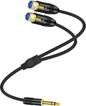 XMSJSIY 1/4"6.35mm TRS to Dual XLR Y Splitter Stereo Audio Cable-0.5M/1.6FT XMSJSIY 1/4"6.35mm TRS to Dual XLR Y Splitter Stereo Audio Cable-0.5M/1.6FT