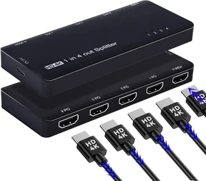 chenyang 4 Port HDMI 2.0 Splitter 4K@60Hz Distribute 1 in/Signal to 4 Out/Screens, Support HDCP Stack Connection for PS5 chenyang 4 Port HDMI 2.0 Splitter 4K@60Hz Distribute 1 in/Signal to 4 Out/Screens, Support HDCP Stack Connection for PS5