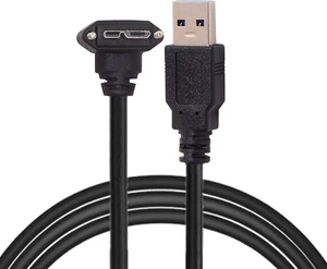 cablecc 3m 90 Degree Right Angled Micro USB Screw Mount to USB 3.0 Data Cable for Point Grey Chameleon Camera cablecc 3m 90 Degree Right Angled Micro USB Screw Mount to USB 3.0 Data Cable for Point Grey Chameleon Camera