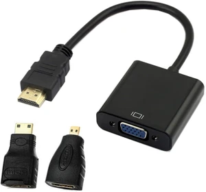 chenyang HDMI to VGA Adapter, Gold-Plated HDMI Male to VGA Female Cable Adapter with Micro/Mini HDMI Converter for Computer, Desktop, Laptop, Monitor, Projector chenyang HDMI to VGA Adapter, Gold-Plated HDMI Male to VGA Female Cable Adapter with Micro/Mini HDMI Converter for Computer, Desktop, Laptop, Monitor, Projector