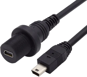 cablecc Waterproof Dustproof 480Mbps Mini USB2.0 5Pin Male to Female Extension Data Power Cable Car Panel Mount Design 1m cablecc Waterproof Dustproof 480Mbps Mini USB2.0 5Pin Male to Female Extension Data Power Cable Car Panel Mount Design 1m