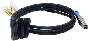 Mini SAS HD SFF 8644 to 4* SAS 8482 29P Server Cable with Power 6Gbps High Speed 28AWG Copper Wire Data Transfer Cord (1M) Mini SAS HD SFF 8644 to 4* SAS 8482 29P Server Cable with Power 6Gbps High Speed 28AWG Copper Wire Data Transfer Cord (1M)