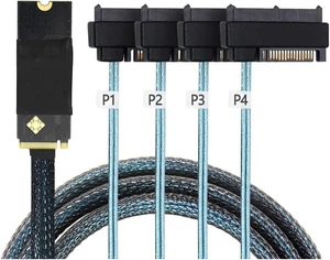 M.2 SFF-8643 to 4 x SAS 8482 Converter Cable 12Gbps High-Speed Server Interconnect, 30AWG Copper Wire, Plug and Play (1m) M.2 SFF-8643 to 4 x SAS 8482 Converter Cable 12Gbps High-Speed Server Interconnect, 30AWG Copper Wire, Plug and Play (1m)
