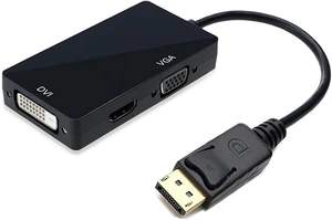 Mini Display Port to VGA + DVI + HDMI-Compatible Converter 1080p Video Adapter for Computer Video Transmission (Black) Mini Display Port to VGA + DVI + HDMI-Compatible Converter 1080p Video Adapter for Computer Video Transmission (Black)