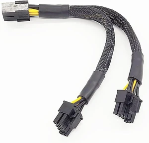 PCI-E 8P to Dual 6+2P Power Cord 8P Famale to Dual 8P Male Cable Braided Extension Cable for Graphics Card (30cm) PCI-E 8P to Dual 6+2P Power Cord 8P Famale to Dual 8P Male Cable Braided Extension Cable for Graphics Card (30cm)