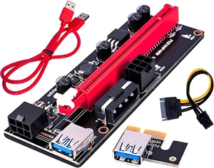 VER009S Graphics Card PCIe Extender USB 3.0 Riser Integrated 4PIN 6PIN SATA15PIN Power Port for 1-16X VER009S Graphics Card PCIe Extender USB 3.0 Riser Integrated 4PIN 6PIN SATA15PIN Power Port for 1-16X