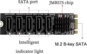 PH57 M.2 NGFF Bkey to 5Ports SATA III Expansion Card 6Gbps with LED Indicator Support Computer with SATA PM Function PH57 M.2 NGFF Bkey to 5Ports SATA III Expansion Card 6Gbps with LED Indicator Support Computer with SATA PM Function