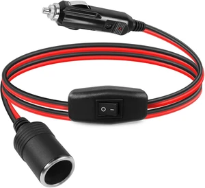 GELRHONR Cigarette Lighter Extension Cord with ON/Off Switch, 12V Cigarette Lighter Male Plug to Female Socket 16AWG Heavy Duty Cord, 15A Fuse, for Tire Pump, Air Compressor (0.6M/2FT) GELRHONR Cigarette Lighter Extension Cord with ON/Off Switch, 12V Cigarette Lighter Male Plug to Female Socket 16AWG Heavy Duty Cord, 15A Fuse, for Tire Pump, Air Compressor (0.6M/2FT)