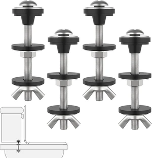 4 Pcs Universal Toilet Tank to Bowl Bolts Kit, Stainless Steel 4 Pcs Universal Toilet Tank to Bowl Bolts Kit, Stainless Steel