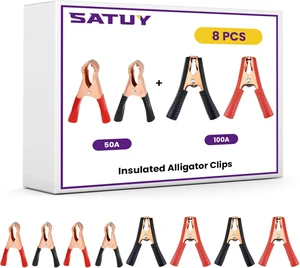 8Pcs Insulated Alligator Clips, 50A & 100A Battery Jumper Cable Clamp 8Pcs Insulated Alligator Clips, 50A & 100A Battery Jumper Cable Clamp