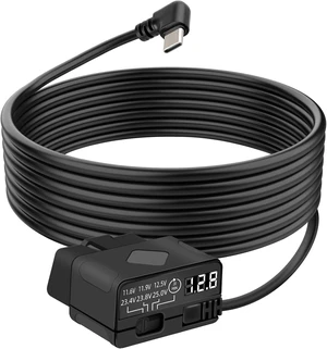 GELRHONR OBD Hardwire Kit, OBD2 to Right Angle USB C Power Adapter Cable for Dash Camera with LED Display and Low Voltage Protection, 12-30V to 5V/3A 24 Hours Surveillance and Acc 2 Mode,11.5FT GELRHONR OBD Hardwire Kit, OBD2 to Right Angle USB C Power Adapter Cable for Dash Camera with LED Display and Low Voltage Protection, 12-30V to 5V/3A 24 Hours Surveillance and Acc 2 Mode,11.5FT