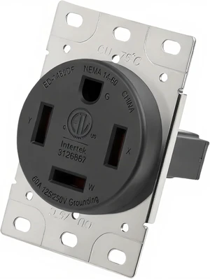 GELRHONR Nema 14-60R Flush Mounting Receptacle, 60 Amp 125V 250V Power Outlet, for Generator, Welders, Plasma Cutters and More, 3 Pole 4 Wire, Grouded (NEMA 14-60R) GELRHONR Nema 14-60R Flush Mounting Receptacle, 60 Amp 125V 250V Power Outlet, for Generator, Welders, Plasma Cutters and More, 3 Pole 4 Wire, Grouded (NEMA 14-60R)