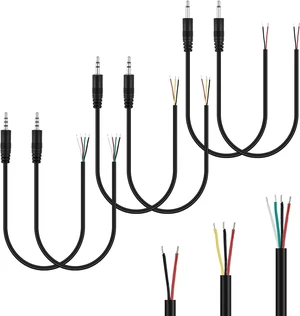 6 Pcs 3.5mm Male Plug Audio Cable, 1/8" Bare Wire Cable, 2 3 4 Pole 6 Pcs 3.5mm Male Plug Audio Cable, 1/8" Bare Wire Cable, 2 3 4 Pole