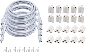 SinLoon T5 T8 LED Lamp Connecting Wire Ceiling Lights Daylight LED Integrated Tube Cable Linkable Cords for LED Tube Lamp Holder Socket Fittings with Cables(9.8FT/3M,4-Pack with 20PCS Fittings) SinLoon T5 T8 LED Lamp Connecting Wire Ceiling Lights Daylight LED Integrated Tube Cable Linkable Cords for LED Tube Lamp Holder Socket Fittings with Cables(9.8FT/3M,4-Pack with 20PCS Fittings)