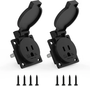 2 Pack US Standard Water-Proof Power Outlet, 15A 125V 3-Hole Socket 2 Pack US Standard Water-Proof Power Outlet, 15A 125V 3-Hole Socket