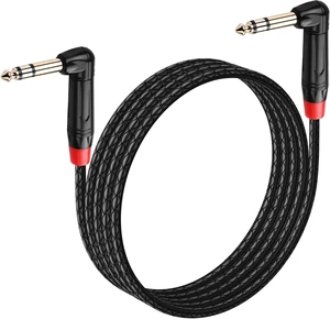 SinLoon 1/4 Inch 6.35mm TRS Instrument Cable 90 Degree 1.8M/5.9Ft SinLoon 1/4 Inch 6.35mm TRS Instrument Cable 90 Degree 1.8M/5.9Ft