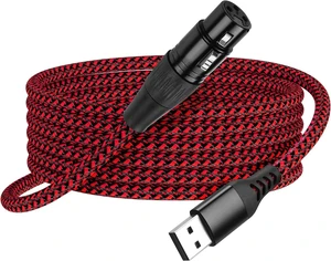 SinLoon XLR to USB Microphone Cable 3-Pin XLR Female to USB-A Adapter 2m/6.5FT Braided Audio Cable for PCRecording Device Connection SinLoon XLR to USB Microphone Cable 3-Pin XLR Female to USB-A Adapter 2m/6.5FT Braided Audio Cable for PCRecording Device Connection