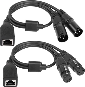 GELRHONR Dual XLR 3Pin Male to RJ45 Female Adapter Cable, RJ45 Female to Dual DMX XLR 3Pin Socket Extension Cable Use Cat5 Ethernet for DMX-CON Controller Series-Black/1.7Ft GELRHONR Dual XLR 3Pin Male to RJ45 Female Adapter Cable, RJ45 Female to Dual DMX XLR 3Pin Socket Extension Cable Use Cat5 Ethernet for DMX-CON Controller Series-Black/1.7Ft