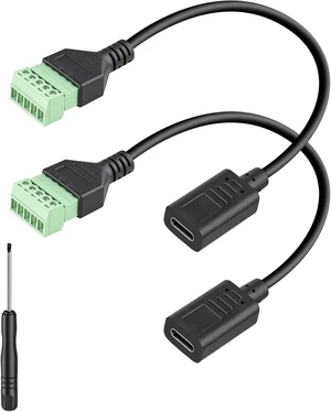 GELRHONR USB C 5 Pin Solderless USB-C Female Screw Terminal Cable,30CM,2PCS GELRHONR USB C 5 Pin Solderless USB-C Female Screw Terminal Cable,30CM,2PCS