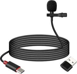 GELRHONR USB C Lavalier Microphone, Type-C Lapel Microphone Wired with USB A Adapter, 48kHz/24bit, Compatible with PC,Laptop, Phone for Video Recording, Live Streaming and More, 4.9FT GELRHONR USB C Lavalier Microphone, Type-C Lapel Microphone Wired with USB A Adapter, 48kHz/24bit, Compatible with PC,Laptop, Phone for Video Recording, Live Streaming and More, 4.9FT