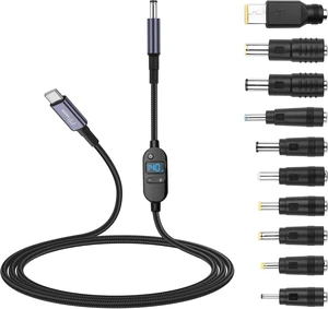 SinLoon 140W PD to DC Converter Cable Adjustable Voltage (5V/9V/12V/15V/20V/28V) Type-C Male to DC5525 Male | 10-in-1 Adapter Heads | 1.5m Black Braided Cable SinLoon 140W PD to DC Converter Cable Adjustable Voltage (5V/9V/12V/15V/20V/28V) Type-C Male to DC5525 Male | 10-in-1 Adapter Heads | 1.5m Black Braided Cable