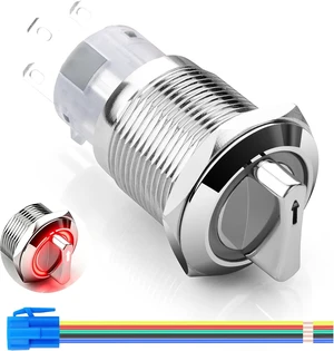 SinLoon 19mm Rotary Switch with LED Light 3A 1NO 1NC 12V-24V DC/AC (Red) SinLoon 19mm Rotary Switch with LED Light 3A 1NO 1NC 12V-24V DC/AC (Red)