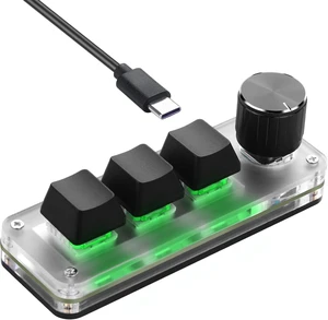 SinLoon Mini Programmable Mechanical Keyboard with 3 Keys & 1 Control Knob for Macro Shortcuts | PC Setup for Multi-Device Use | Portable, Hot-Swappable Macro Keyboard for Gaming, Office, Bea SinLoon Mini Programmable Mechanical Keyboard with 3 Keys & 1 Control Knob for Macro Shortcuts | PC Setup for Multi-Device Use | Portable, Hot-Swappable Macro Keyboard for Gaming, Office, Bea