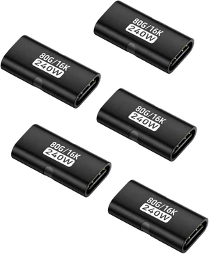 GELRHONR USB-C Female to Female Adapter, PD 240W, 80Gbps,16K@60Hz,5 Pack GELRHONR USB-C Female to Female Adapter, PD 240W, 80Gbps,16K@60Hz,5 Pack