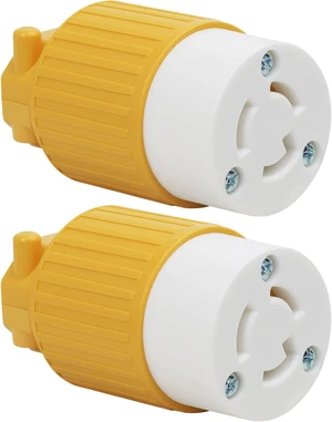 GELRHONR 2Pack NEMA L5-15R Generator Locking Connector, 125 Volt 15 Amp Twist Lock Receptacle, Straight Blade 15A Adapter Ends, 2-Pole 3-Wire Grounding, ETL Listed (2 * L5-15R Connector) GELRHONR 2Pack NEMA L5-15R Generator Locking Connector, 125 Volt 15 Amp Twist Lock Receptacle, Straight Blade 15A Adapter Ends, 2-Pole 3-Wire Grounding, ETL Listed (2 * L5-15R Connector)