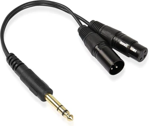 GELRHONR 1/4 Inch 6.35mm TRS Male to 2 XLR Balanced Interconnect Stereo Audio Cable,Dual XLR to 1/4inch (6.35mm) TRS Stereo Cable for Speaker Mic Guitar Mixer AMP-34cm GELRHONR 1/4 Inch 6.35mm TRS Male to 2 XLR Balanced Interconnect Stereo Audio Cable,Dual XLR to 1/4inch (6.35mm) TRS Stereo Cable for Speaker Mic Guitar Mixer AMP-34cm
