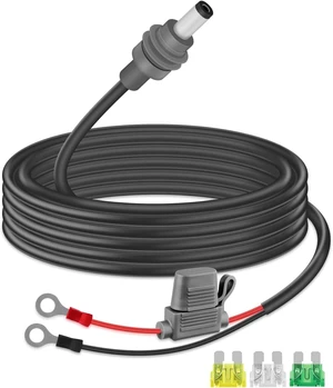 GELRHONR Mini DC5521 to O Ring Extension Cable, 18AWG DC 5.5x2.1MM to 8MM Eyelet Direct Battery Power Cable with 30A Fuse for Car, RV, or Marine, 10FT (with Fuse) GELRHONR Mini DC5521 to O Ring Extension Cable, 18AWG DC 5.5x2.1MM to 8MM Eyelet Direct Battery Power Cable with 30A Fuse for Car, RV, or Marine, 10FT (with Fuse)