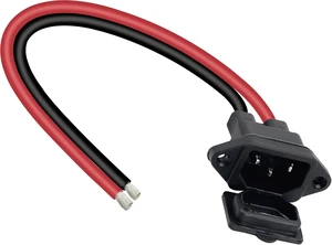 GELRHONR IEC 320 C14 Male 3 Pins Mount 10AWG AC Inline Plug Power Cord Panel Mount and 2 Open Wiring Stripped for Car/Home Appliances/PC - Black/Red 30cm GELRHONR IEC 320 C14 Male 3 Pins Mount 10AWG AC Inline Plug Power Cord Panel Mount and 2 Open Wiring Stripped for Car/Home Appliances/PC - Black/Red 30cm
