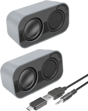 GELRHONR Computer Speakers for Desktop PC, 2×3W Small Stereo Speakers,USB Powered with 3.5mm Aux and Volume Control,Plug and Play for Laptop,Tablet 1.2M,Grey GELRHONR Computer Speakers for Desktop PC, 2×3W Small Stereo Speakers,USB Powered with 3.5mm Aux and Volume Control,Plug and Play for Laptop,Tablet 1.2M,Grey